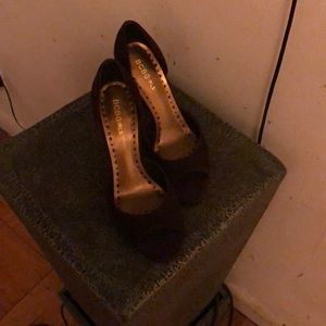 BCBG Brown Swede pumps